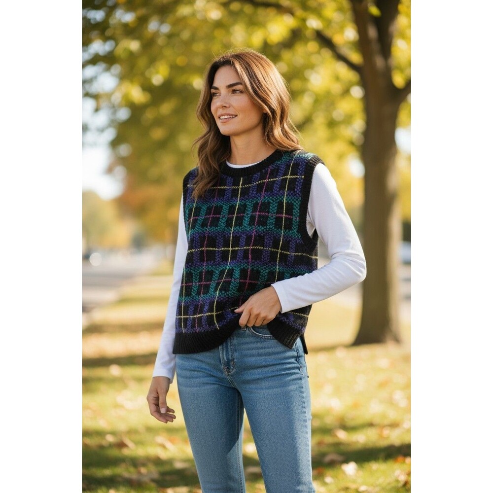 Vintage 80/90 's Alyssa Brooke Knit Pullover Acrylic Sweater Vest Women's Size M